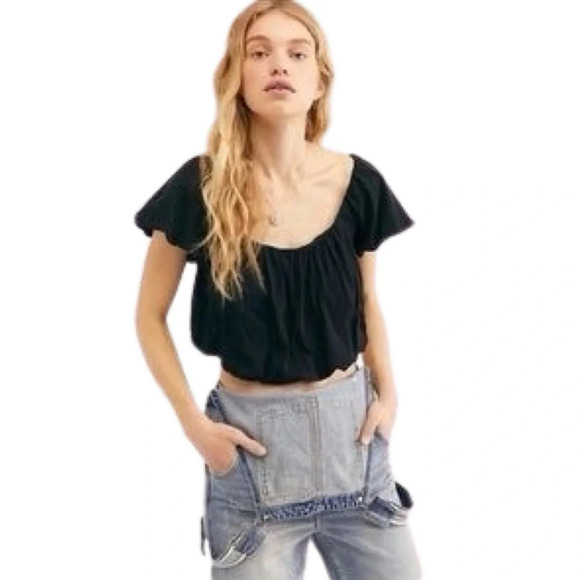 Free People Crop Top Tee Womens Medium FP We The Free Sunnie Off The Shoulder - Picture 15 of 15